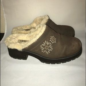 Uggs Slip on suede shearing lined mules